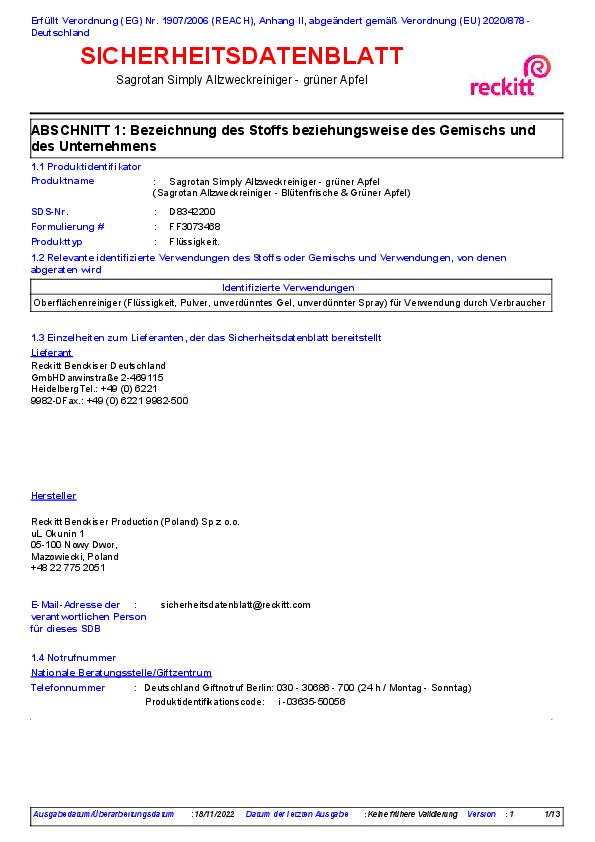 Sagrotan Allzweckreiniger 3129278 750ml