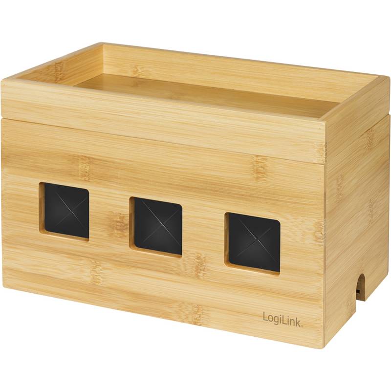 LogiLink Kabel-Organizer - braun, Bamboo - Cable box - 255x140x165 mm - bamboo