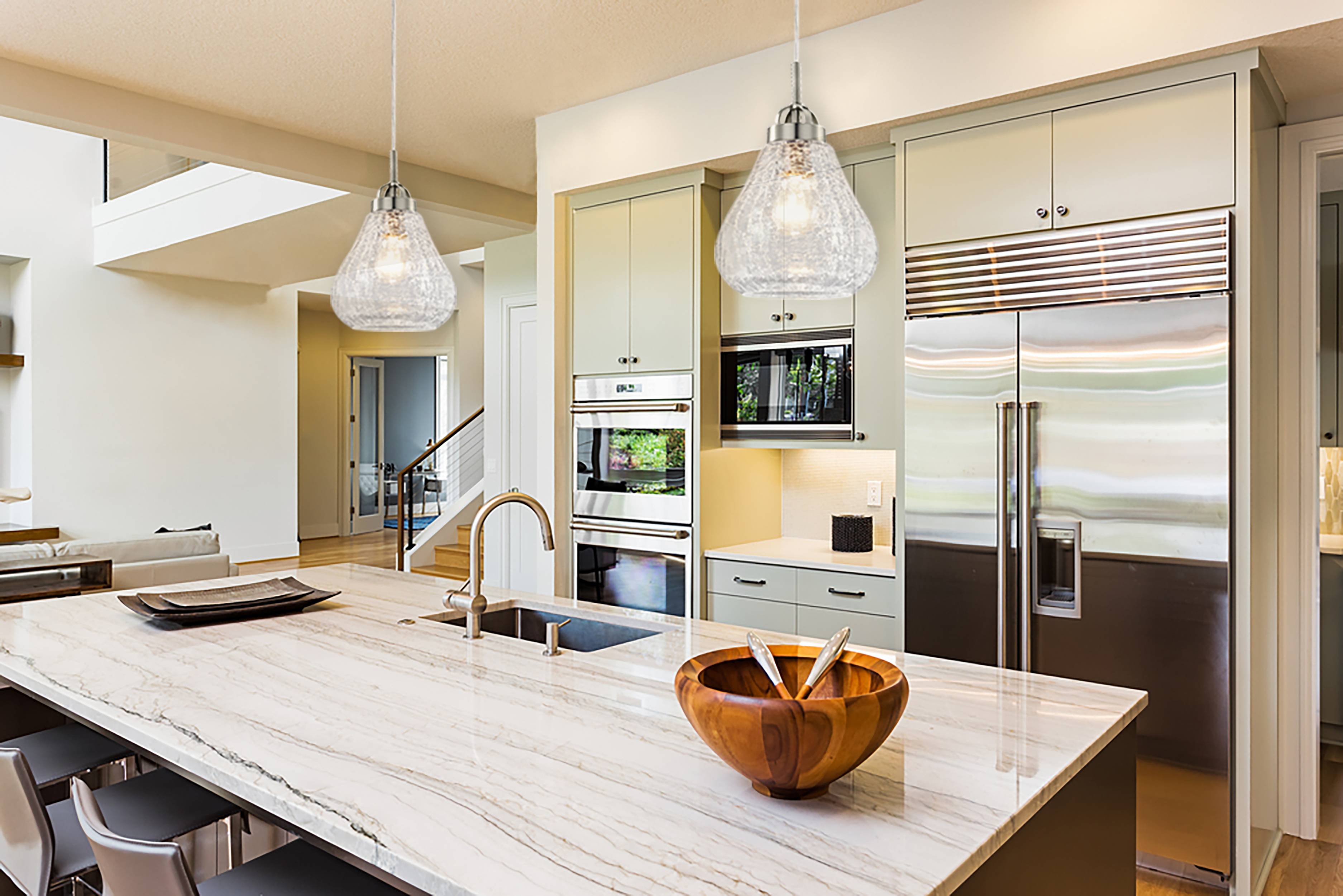 Pendelleuchte Nickel gebürstet / Craquelé mit 1 Lampe