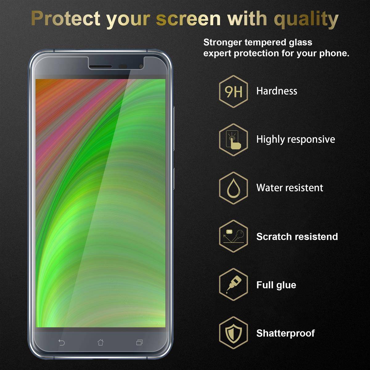 Cadorabo 3x Panzer Folie für Asus ZenFone ZOOM S Schutzfolie in natur Folie Tempered Display-Schutzglas