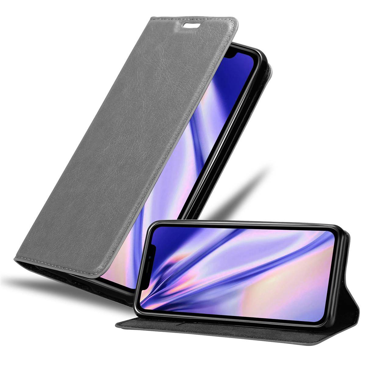 Cadorabo Hülle für Apple iPhone XR Schutz Hülle in Grau Handyhülle Etui Case Cover Magnetverschluss