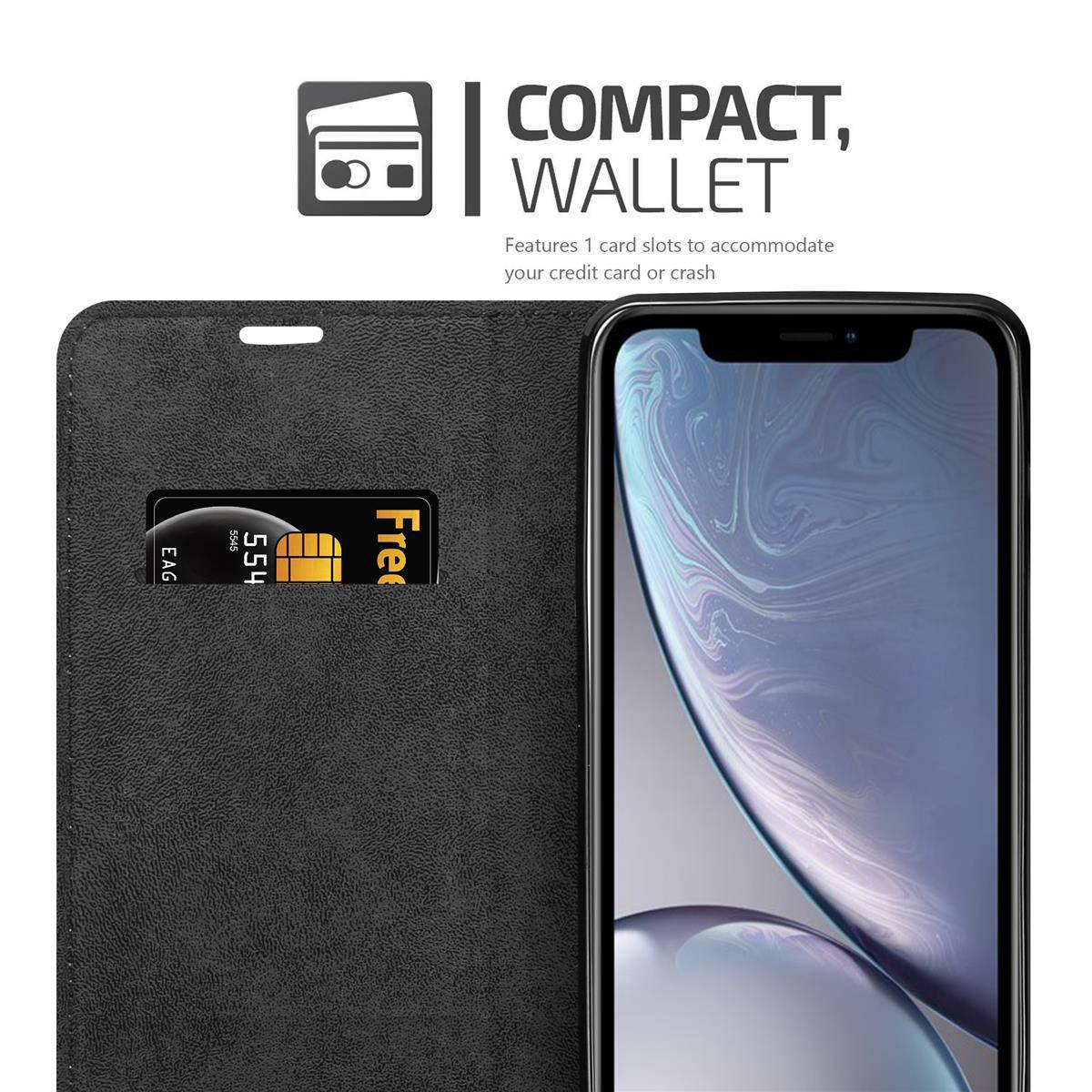 Cadorabo Hülle für Apple iPhone XR Schutz Hülle in Grau Handyhülle Etui Case Cover Magnetverschluss