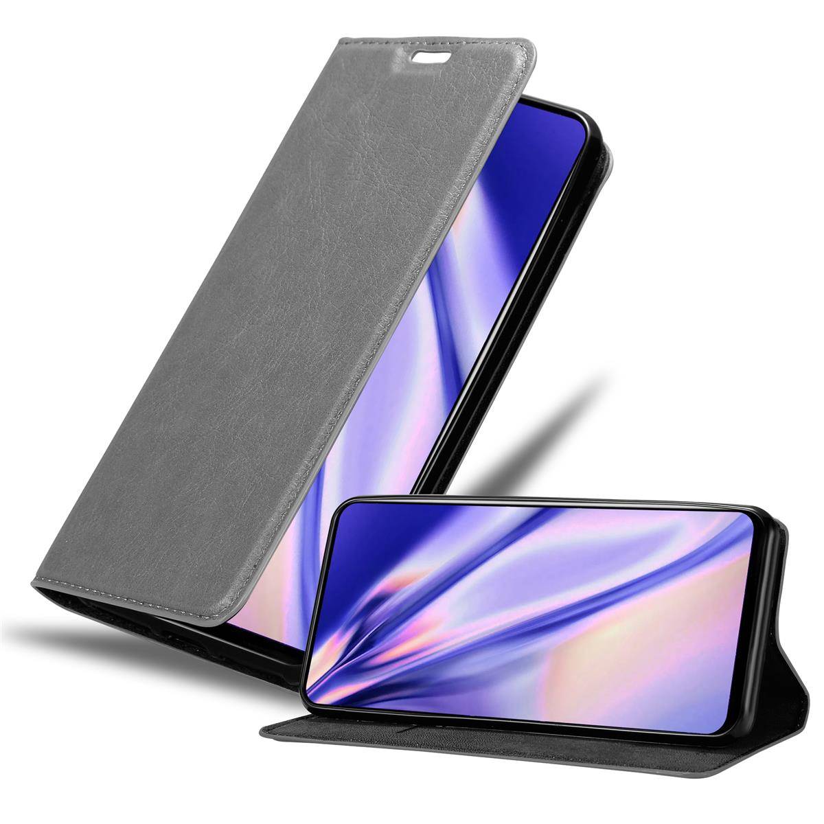 Cadorabo Hülle für Honor 9X Schutz Hülle in Grau Handyhülle Etui Case Cover Magnetverschluss