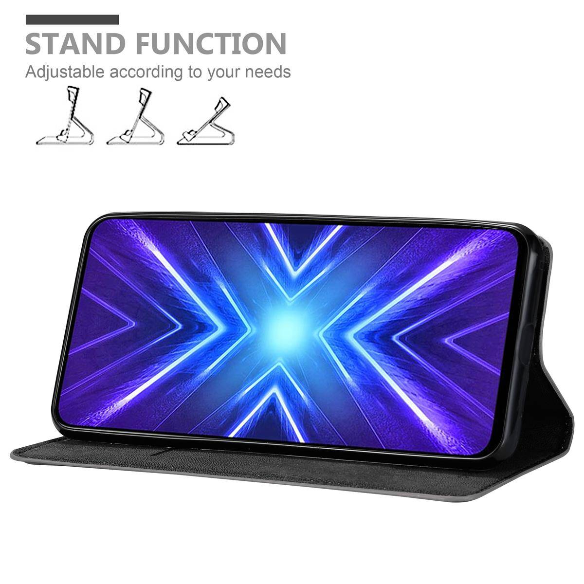 Cadorabo Hülle für Honor 9X Schutz Hülle in Grau Handyhülle Etui Case Cover Magnetverschluss