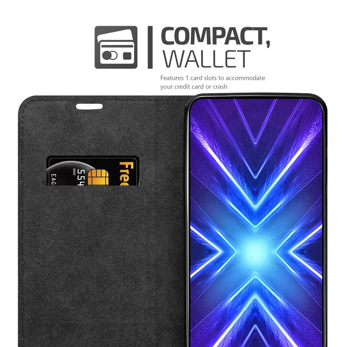 Cadorabo Hülle für Honor 9X Schutz Hülle in Grau Handyhülle Etui Case Cover Magnetverschluss