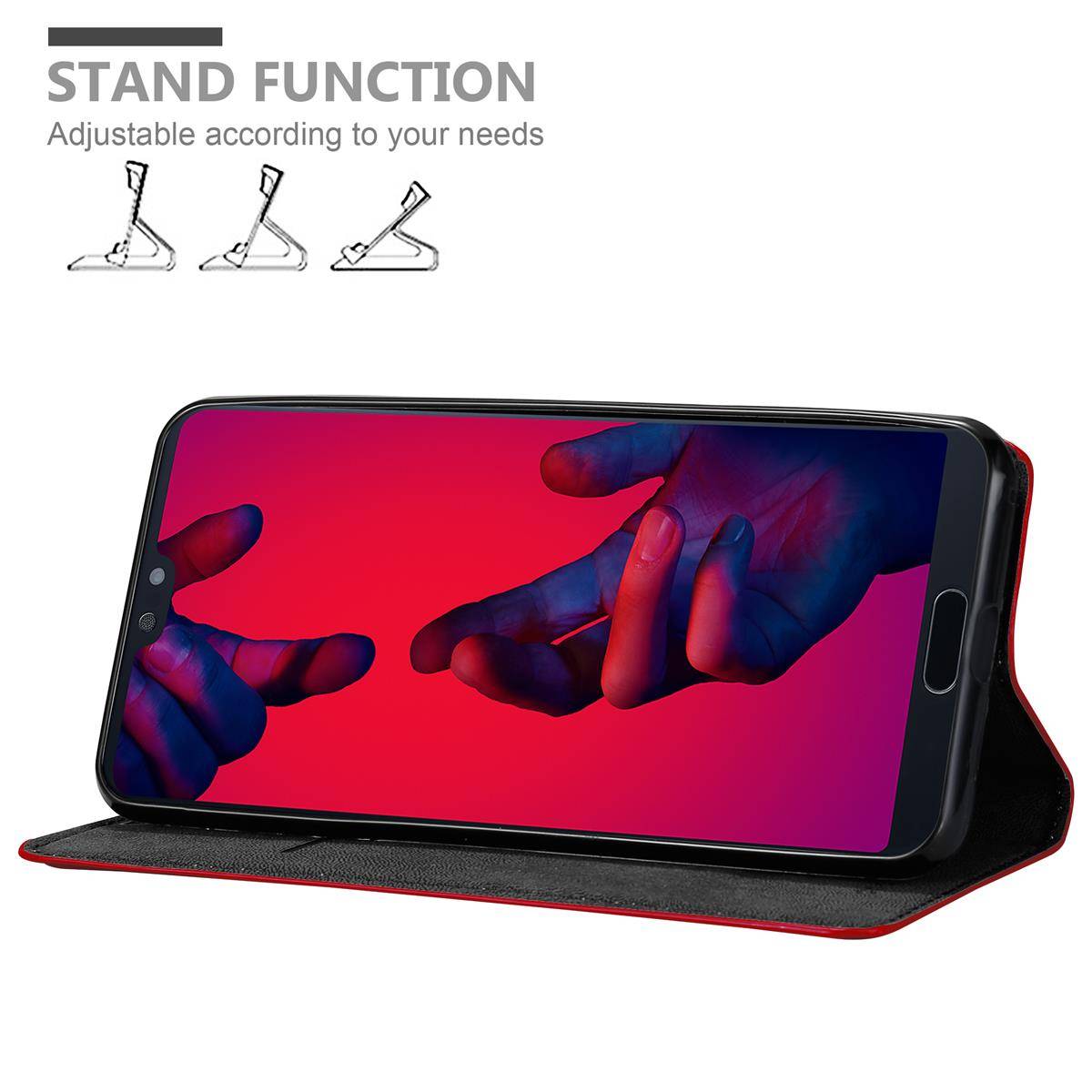 Cadorabo Hülle für Huawei P20 PRO / P20 PLUS Schutz Hülle in Rot Handyhülle Etui Case Cover Magnetverschluss