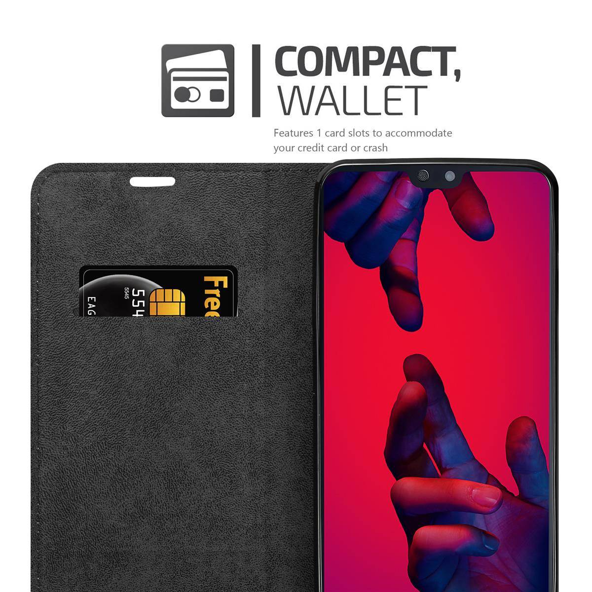 Cadorabo Hülle für Huawei P20 PRO / P20 PLUS Schutz Hülle in Schwarz Handyhülle Etui Case Cover Magnetverschluss