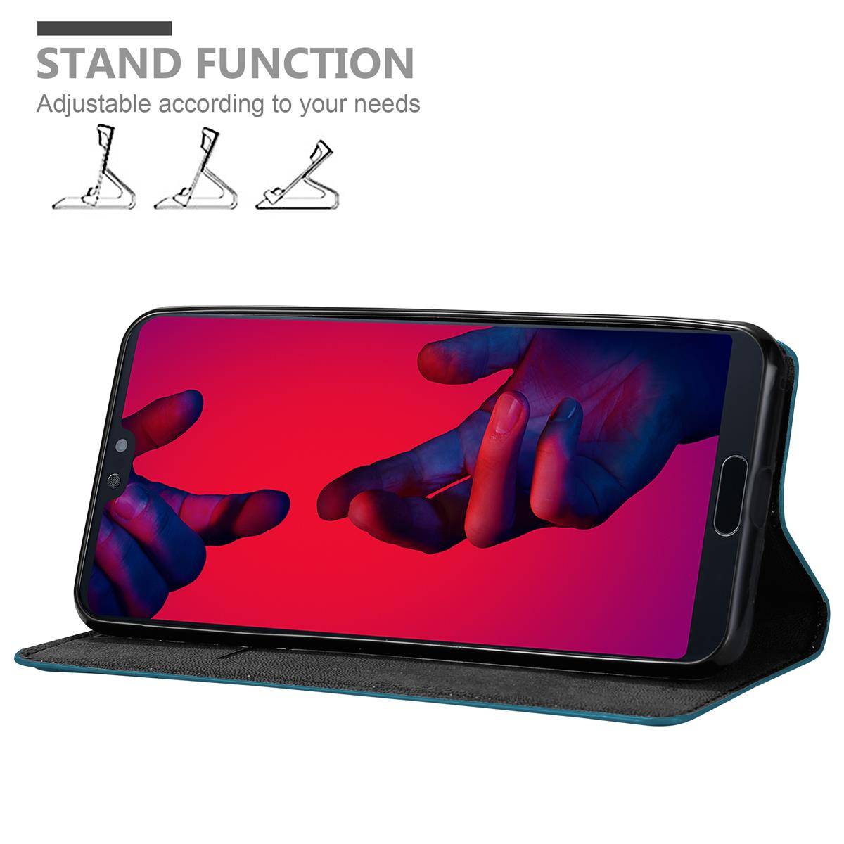 Cadorabo Hülle für Huawei P20 PRO / P20 PLUS Schutz Hülle in Türkis Handyhülle Etui Case Cover Magnetverschluss