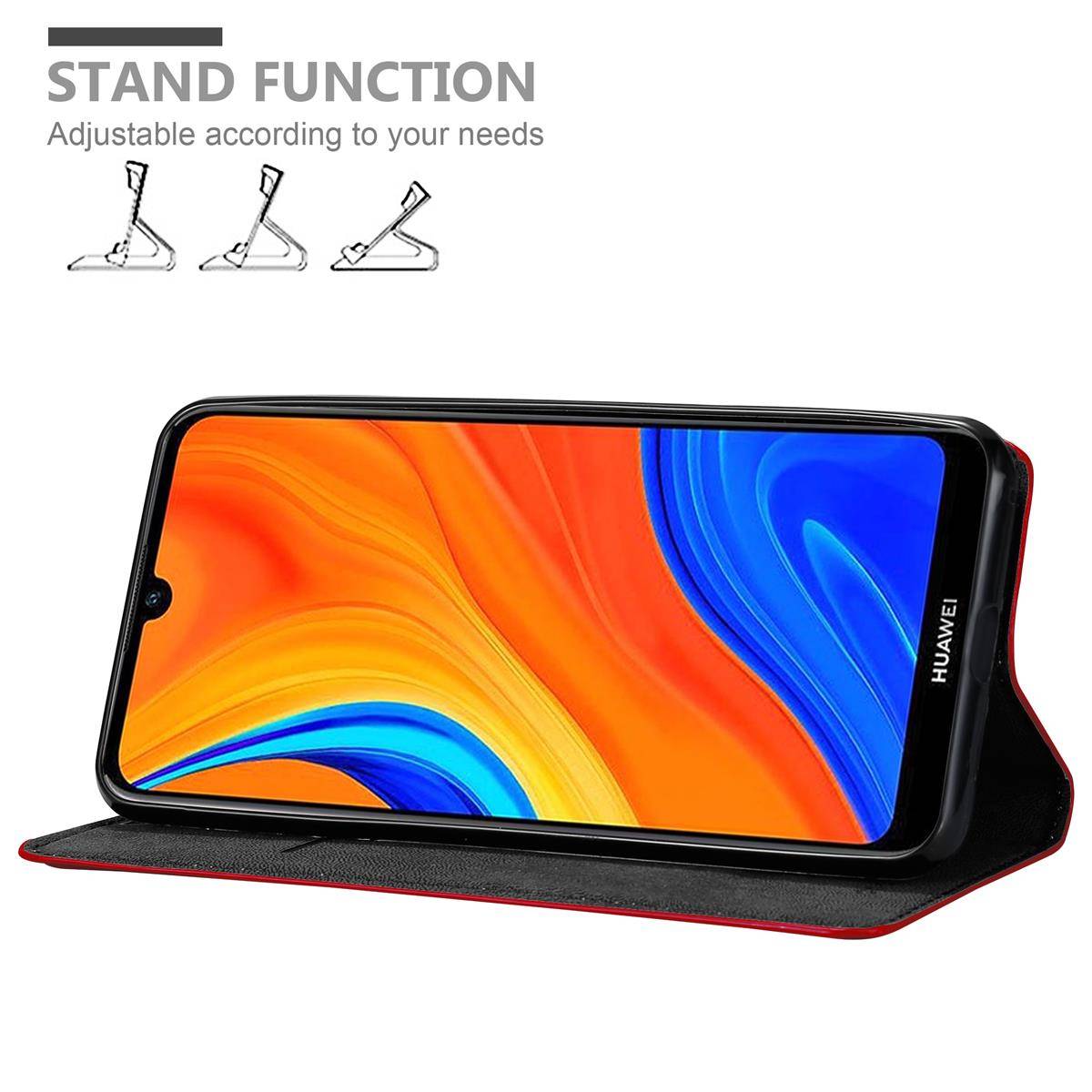 Cadorabo Hülle für Huawei Y6S Schutz Hülle in Rot Handyhülle Etui Case Cover Magnetverschluss