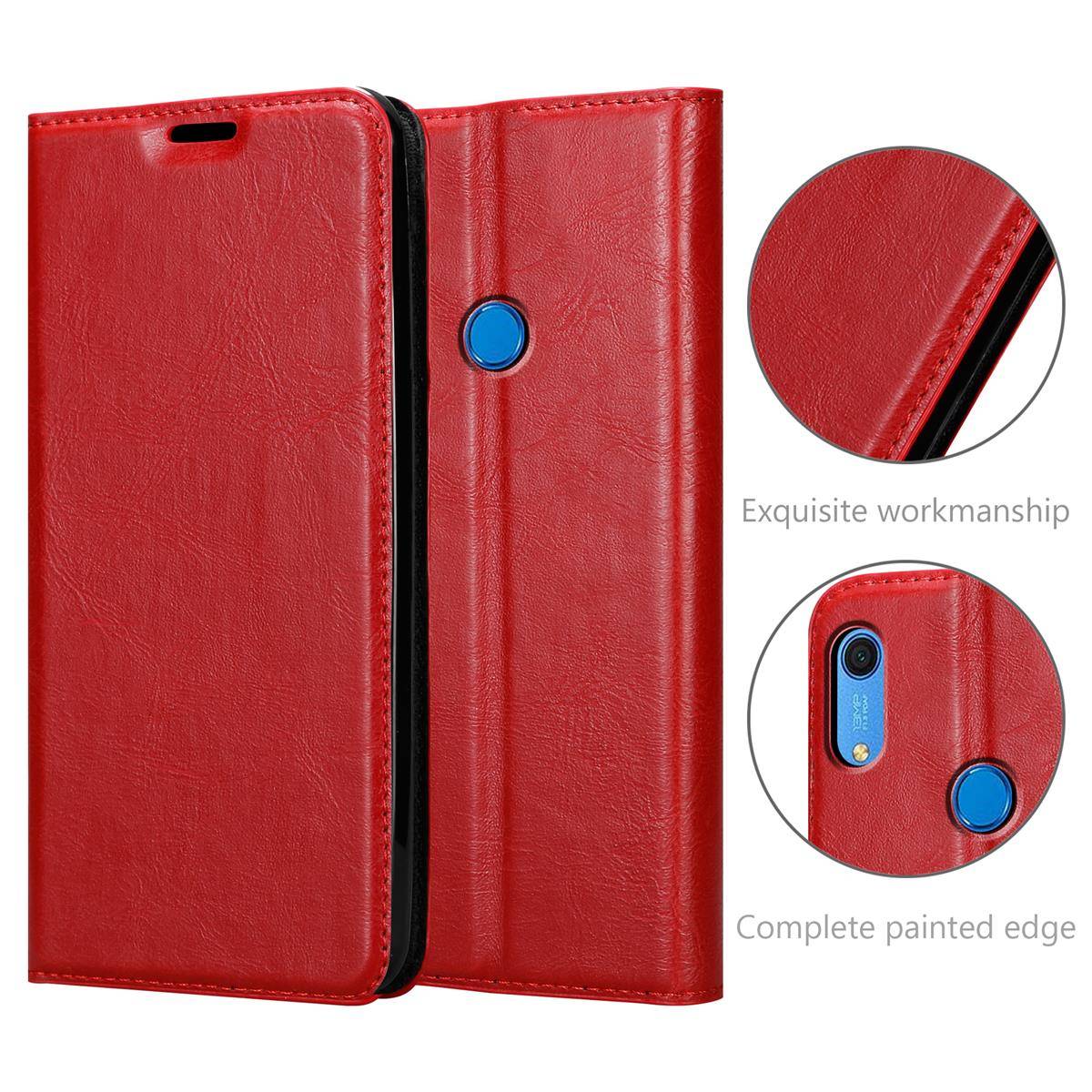 Cadorabo Hülle für Huawei Y6S Schutz Hülle in Rot Handyhülle Etui Case Cover Magnetverschluss