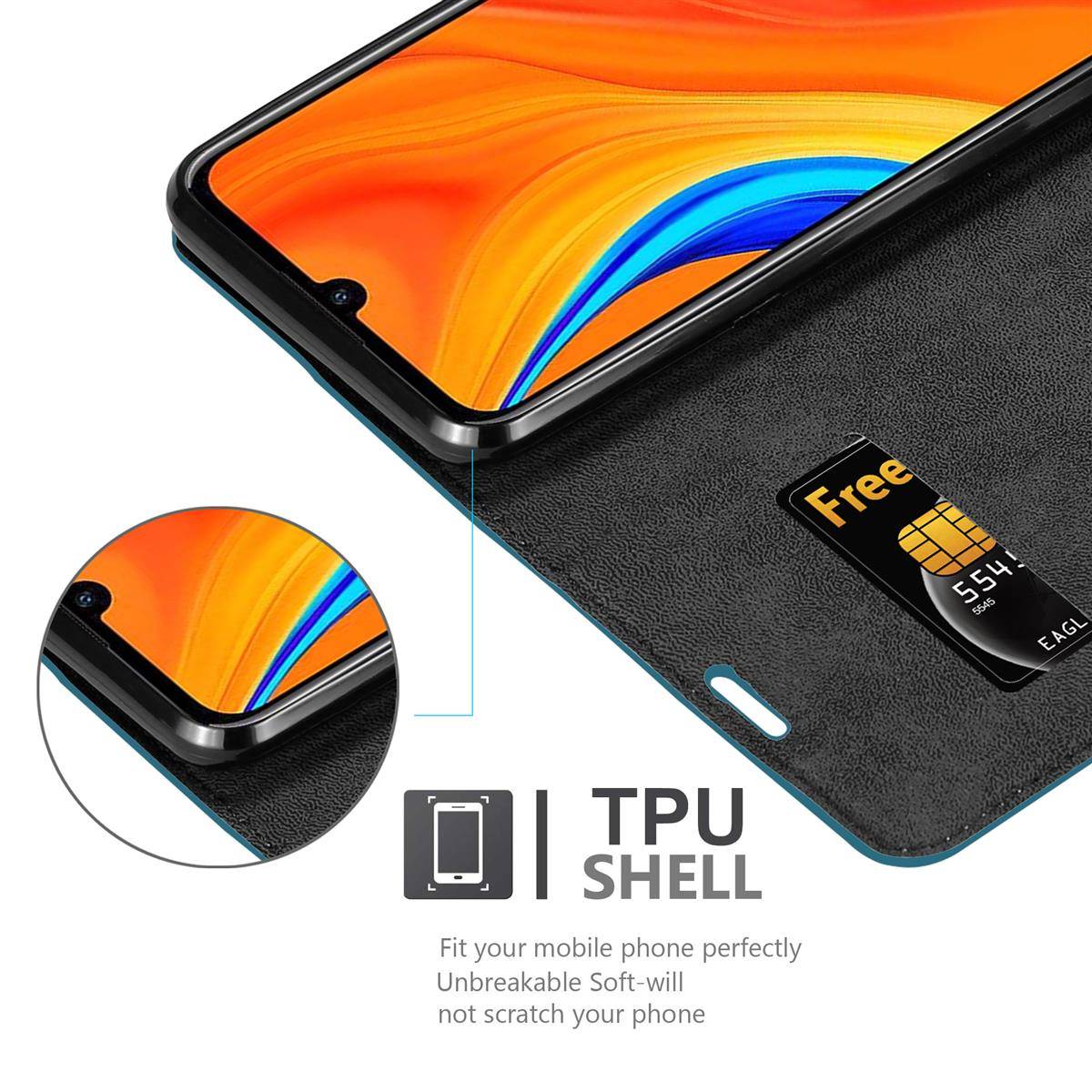 Cadorabo Hülle für Huawei Y6S Schutz Hülle in Türkis Handyhülle Etui Case Cover Magnetverschluss