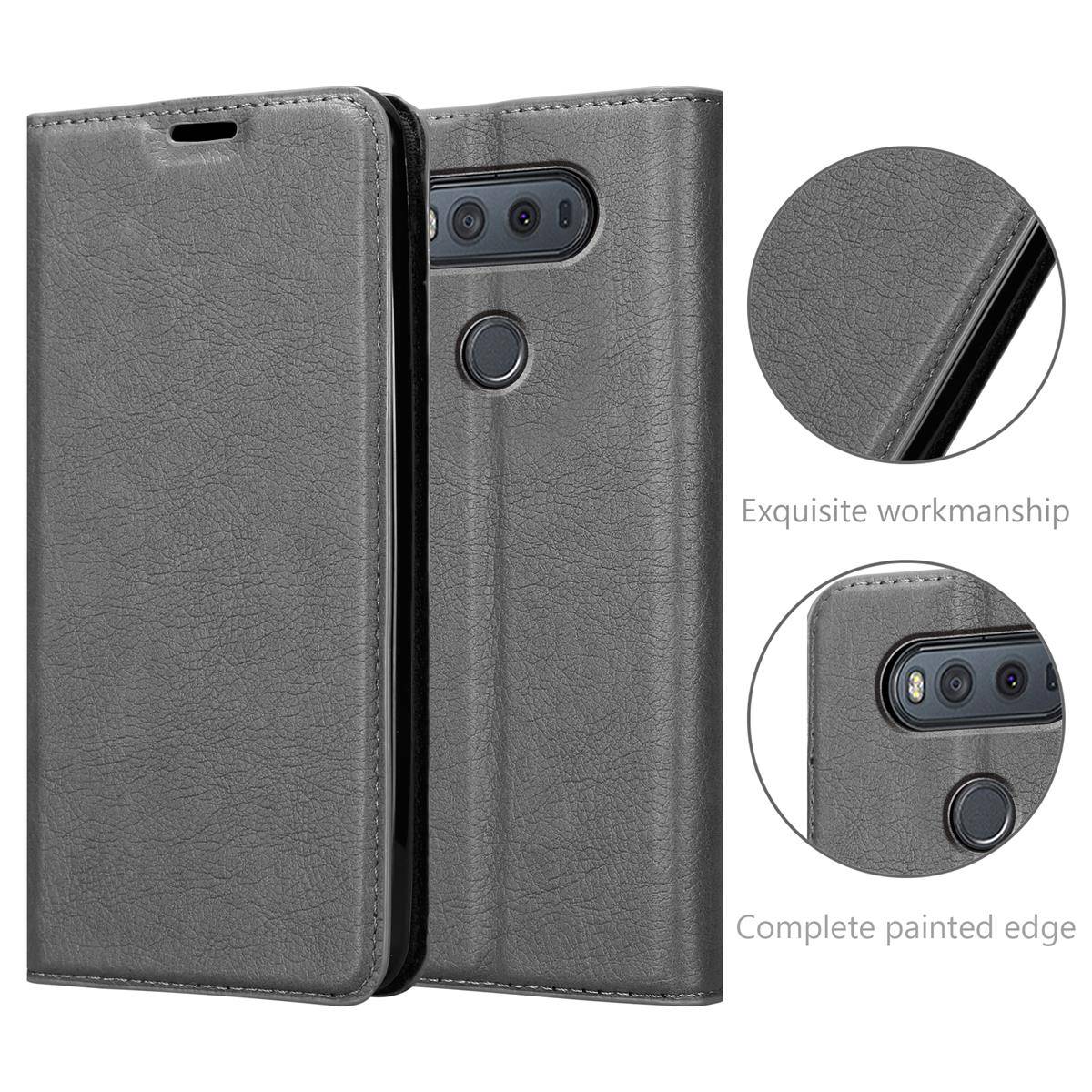 Cadorabo Hülle für LG V20 Schutz Hülle in Grau Handyhülle Etui Case Cover Magnetverschluss