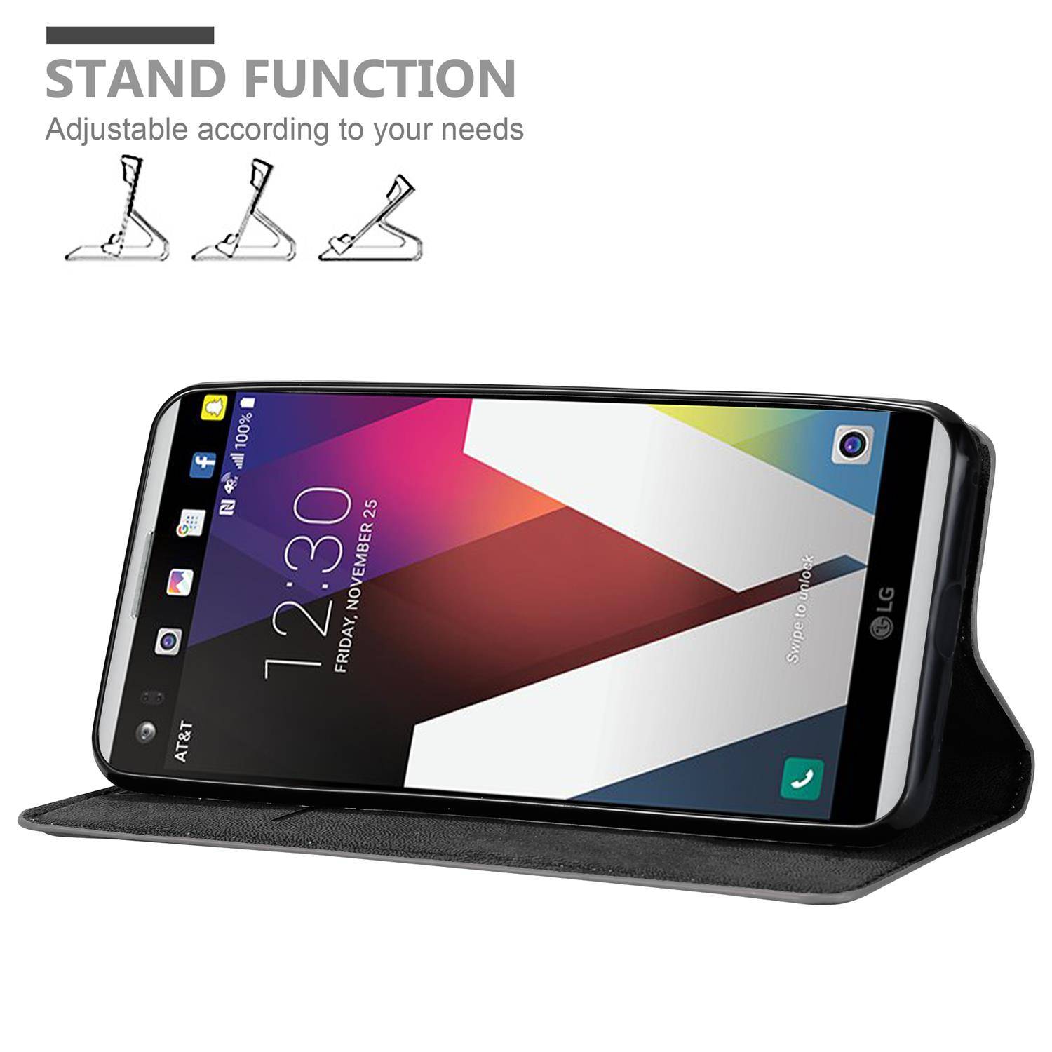 Cadorabo Hülle für LG V20 Schutz Hülle in Grau Handyhülle Etui Case Cover Magnetverschluss