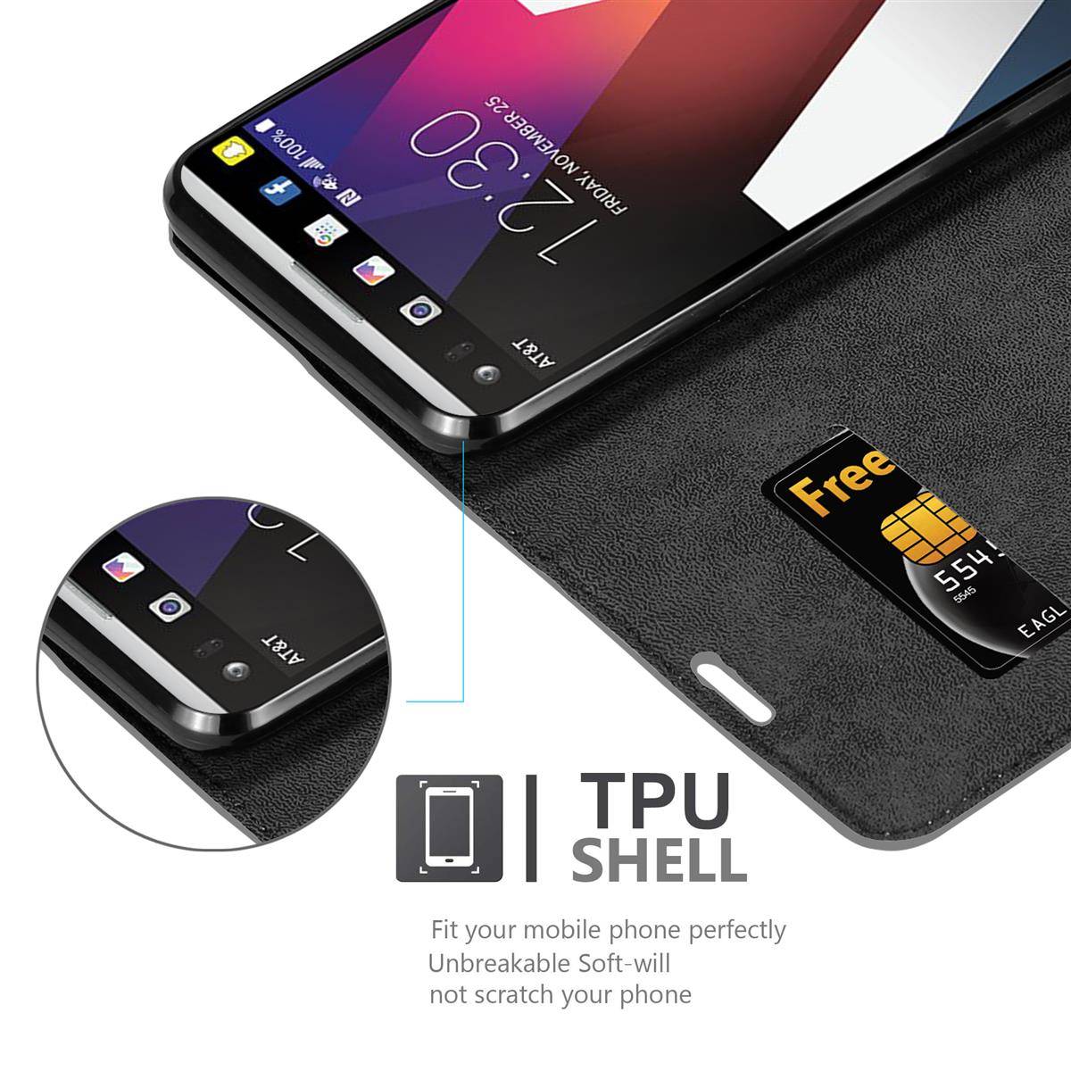Cadorabo Hülle für LG V20 Schutz Hülle in Grau Handyhülle Etui Case Cover Magnetverschluss