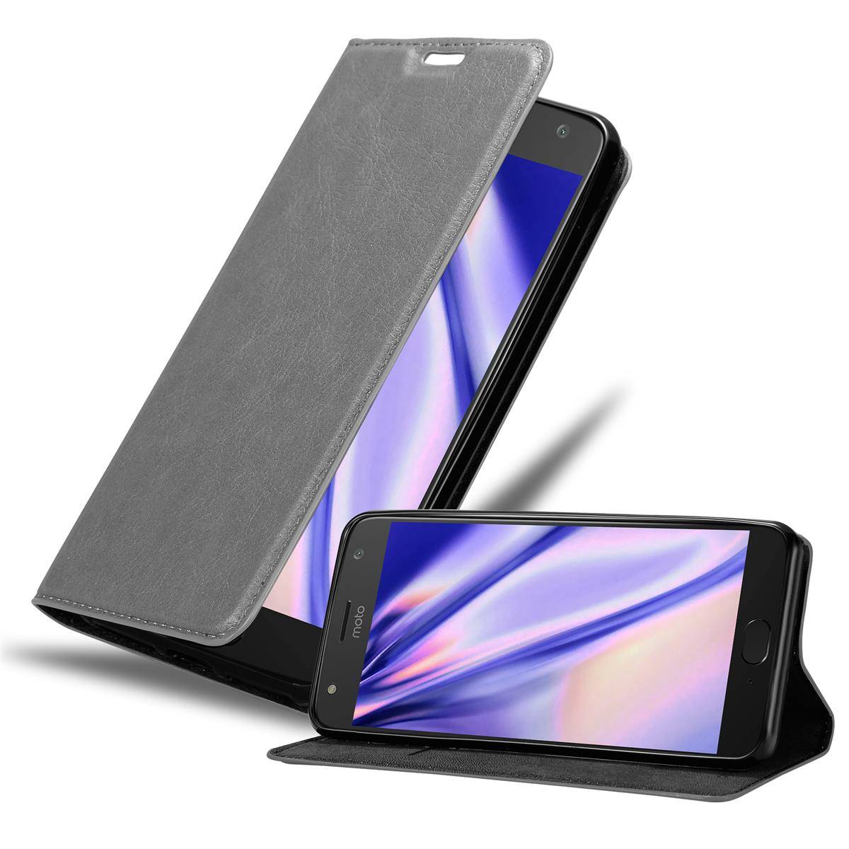 Cadorabo Hülle für Motorola MOTO X4 Schutz Hülle in Grau Handyhülle Etui Case Cover Magnetverschluss