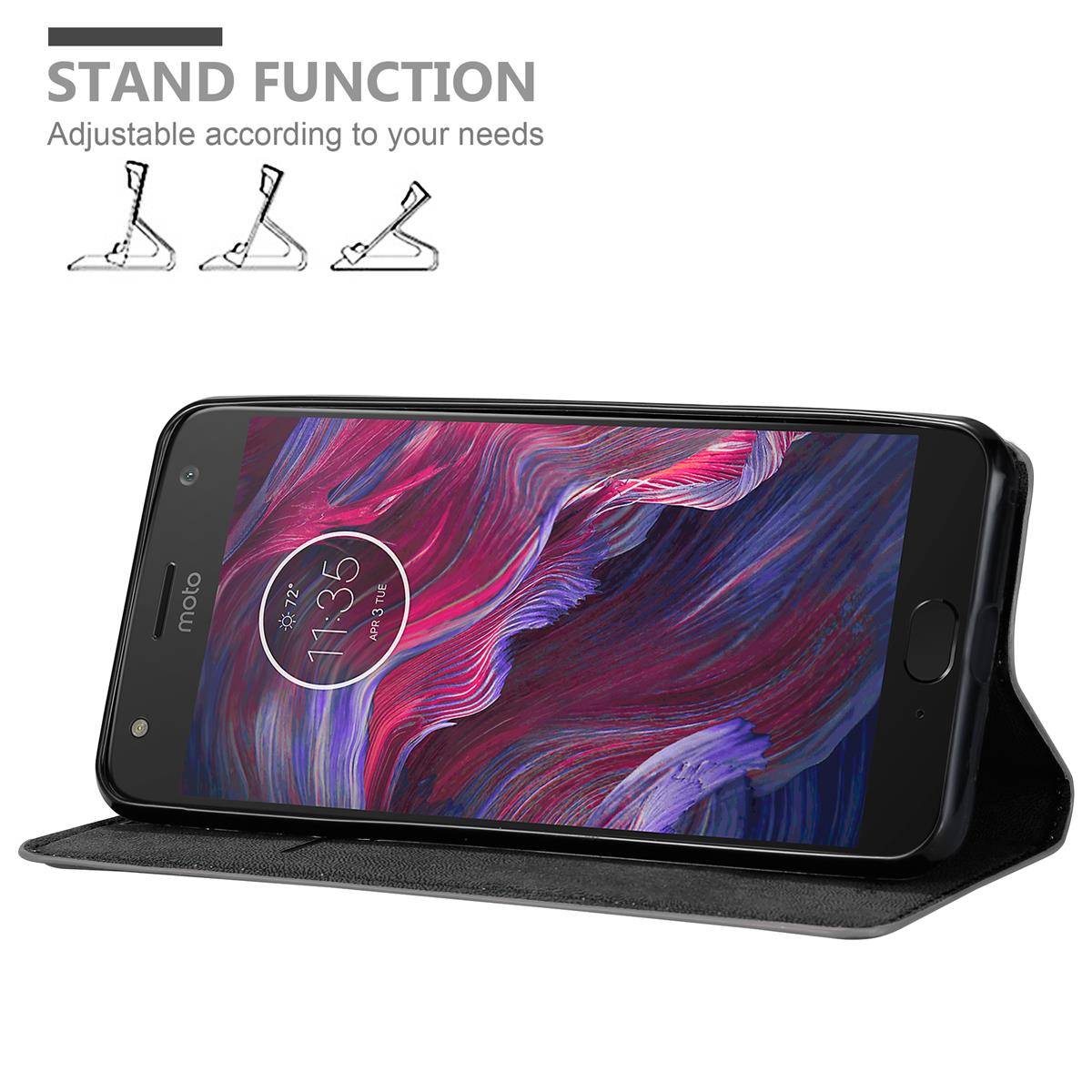 Cadorabo Hülle für Motorola MOTO X4 Schutz Hülle in Grau Handyhülle Etui Case Cover Magnetverschluss