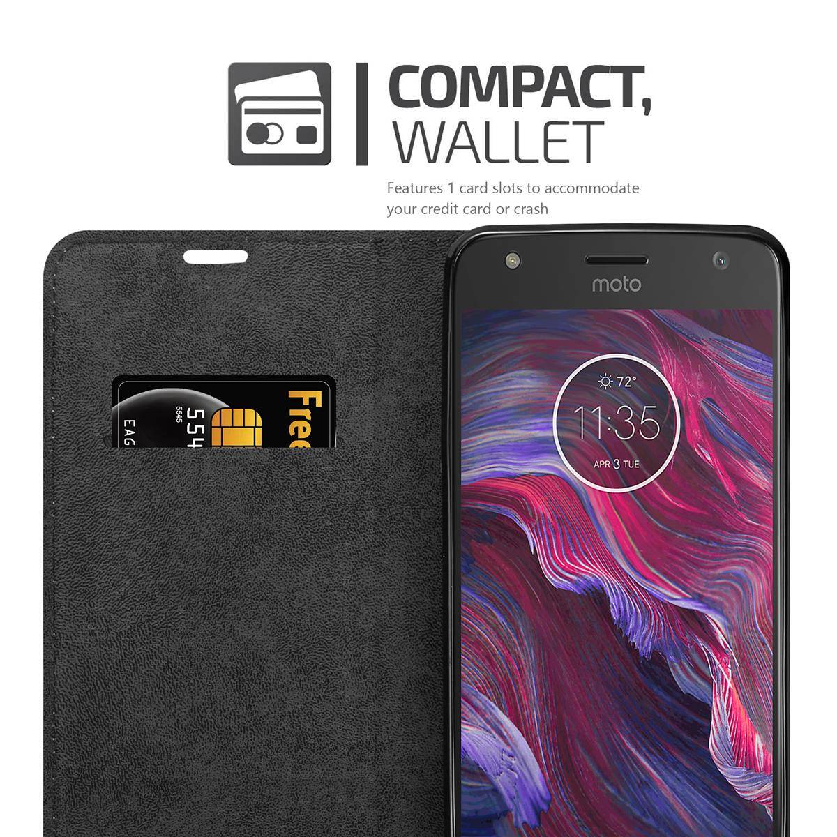 Cadorabo Hülle für Motorola MOTO X4 Schutz Hülle in Grau Handyhülle Etui Case Cover Magnetverschluss