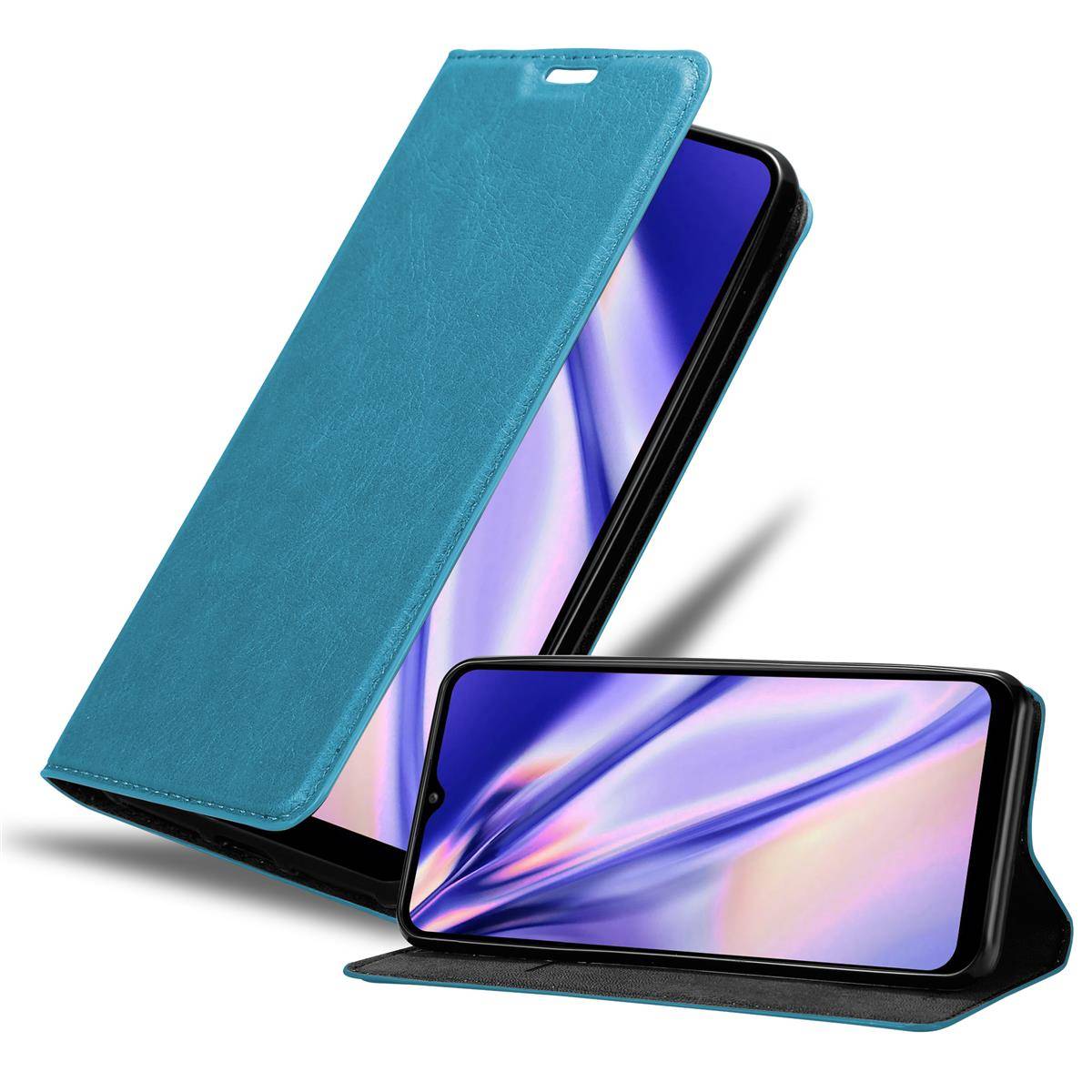 Cadorabo Hülle für Samsung Galaxy A02s Schutz Hülle in Türkis Handyhülle Etui Case Cover Magnetverschluss