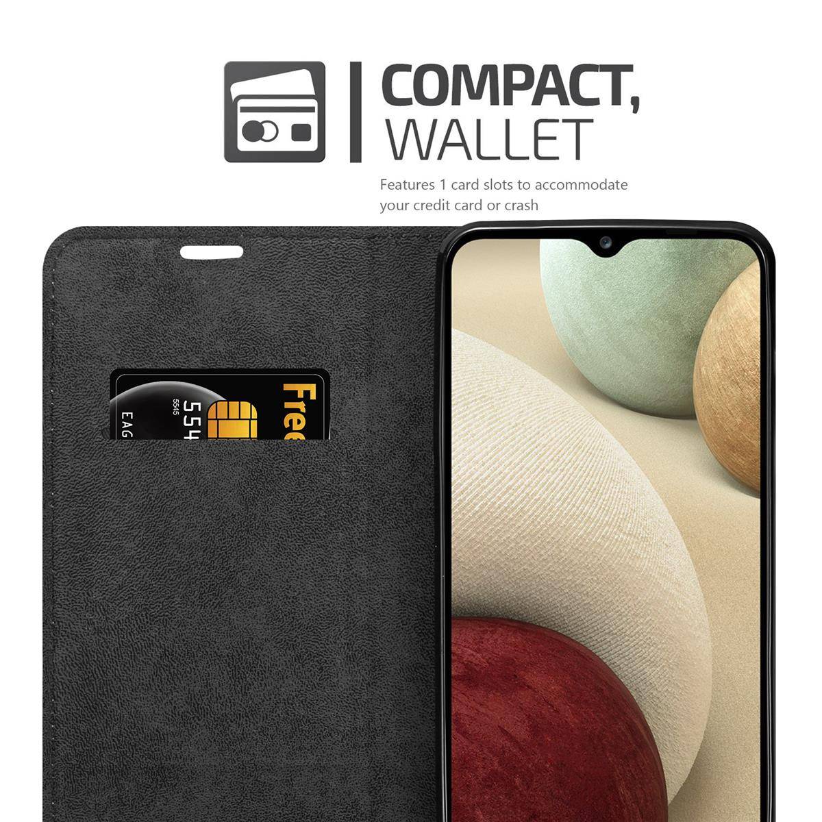 Cadorabo Hülle für Samsung Galaxy A12 / M12 Schutz Hülle in Braun Handyhülle Etui Case Cover Magnetverschluss