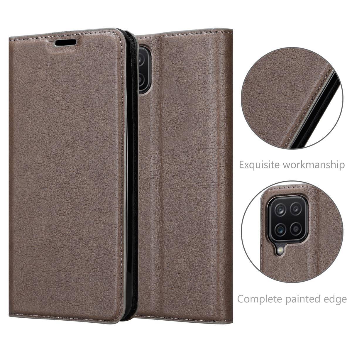Cadorabo Hülle für Samsung Galaxy A12 / M12 Schutz Hülle in Braun Handyhülle Etui Case Cover Magnetverschluss