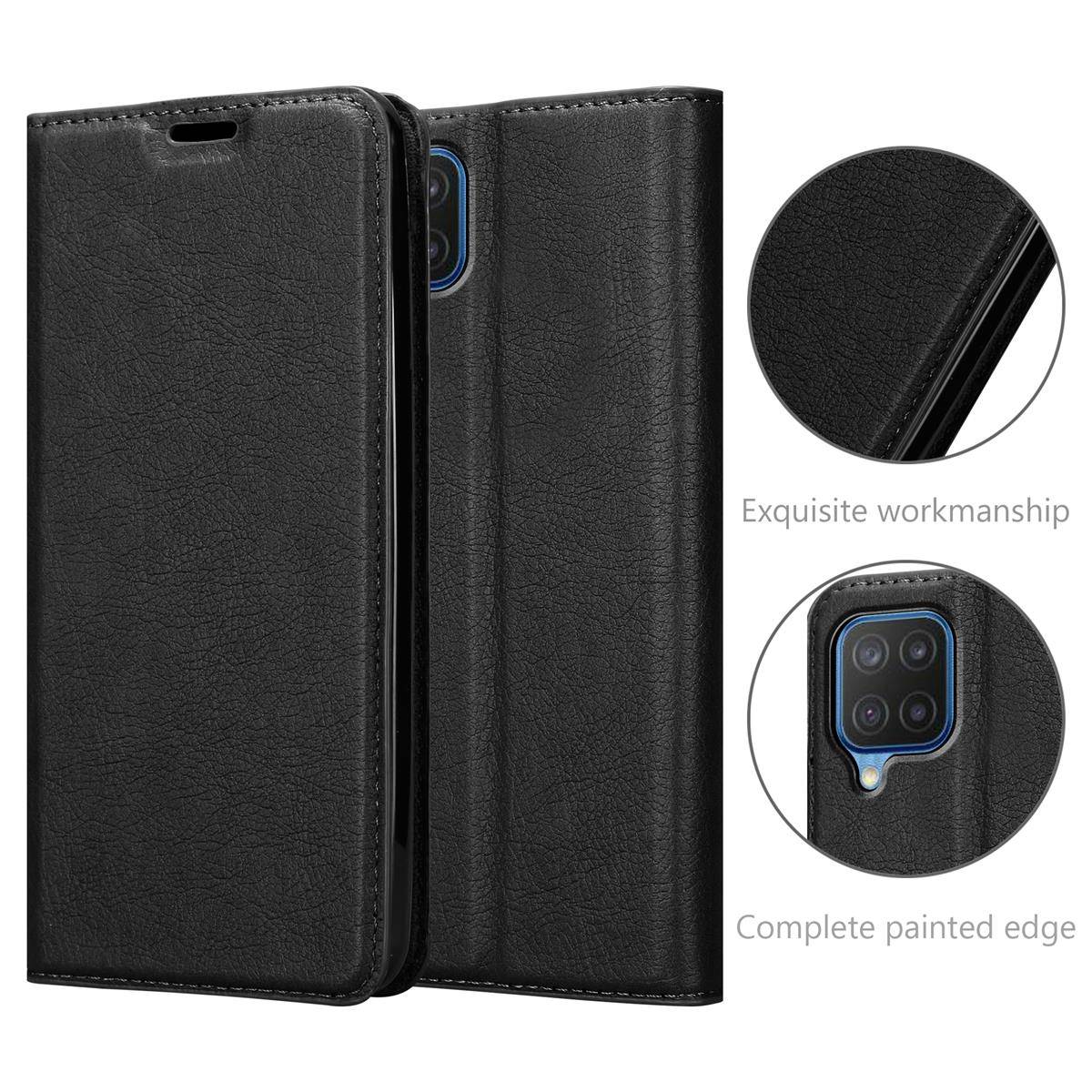 Cadorabo Hülle für Samsung Galaxy A12 / M12 Schutz Hülle in Schwarz Handyhülle Etui Case Cover Magnetverschluss