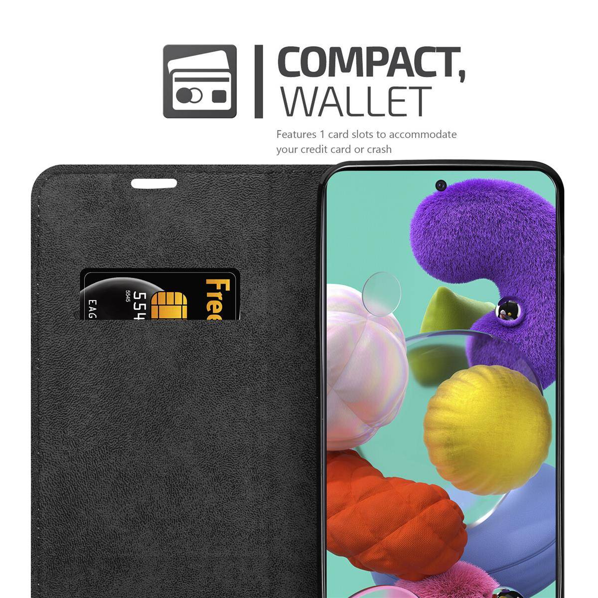 Cadorabo Hülle für Samsung Galaxy A51 4G / M40s Schutz Hülle in Grau Handyhülle Etui Case Cover Magnetverschluss