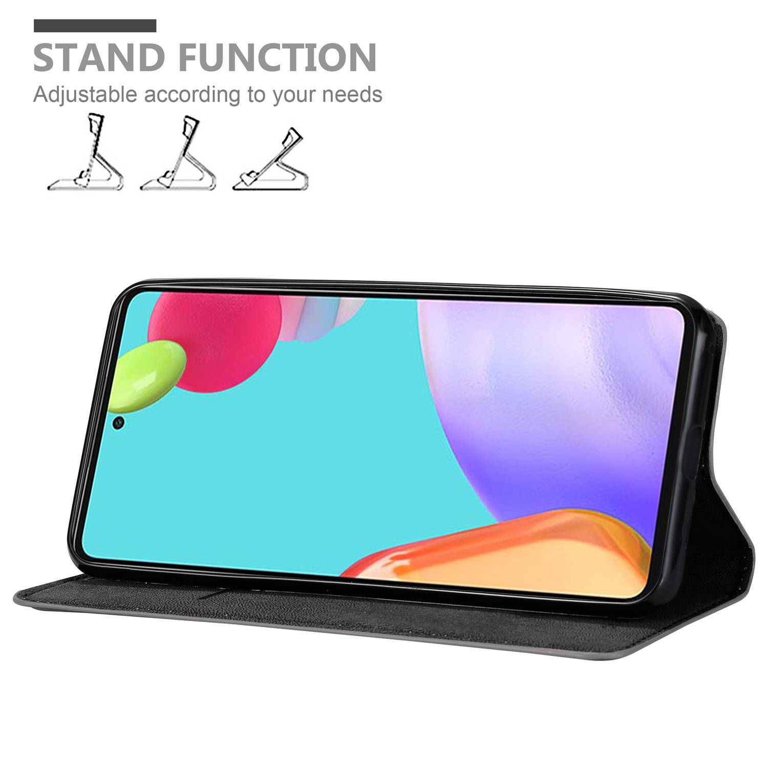 Cadorabo Hülle für Samsung Galaxy A52 (4G / 5G) / A52s Schutz Hülle in Grau Handyhülle Etui Case Cover Magnetverschluss