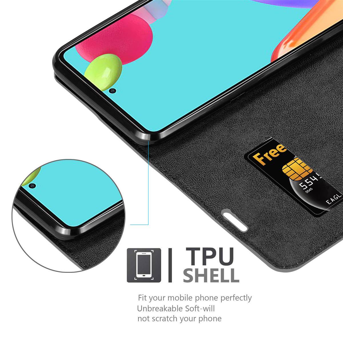 Cadorabo Hülle für Samsung Galaxy A52 (4G / 5G) / A52s Schutz Hülle in Grau Handyhülle Etui Case Cover Magnetverschluss