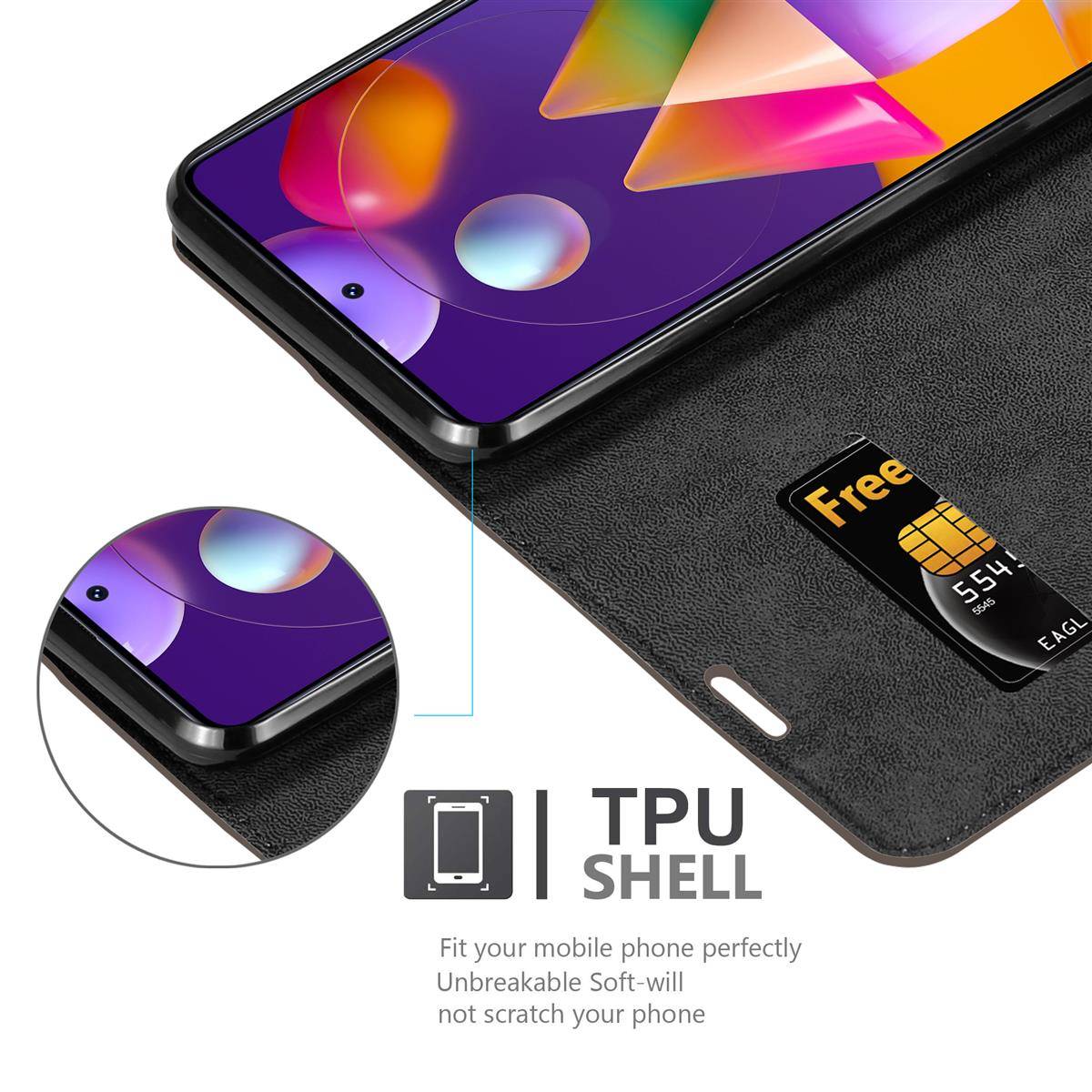 Cadorabo Hülle für Samsung Galaxy M31s Schutz Hülle in Braun Handyhülle Etui Case Cover Magnetverschluss