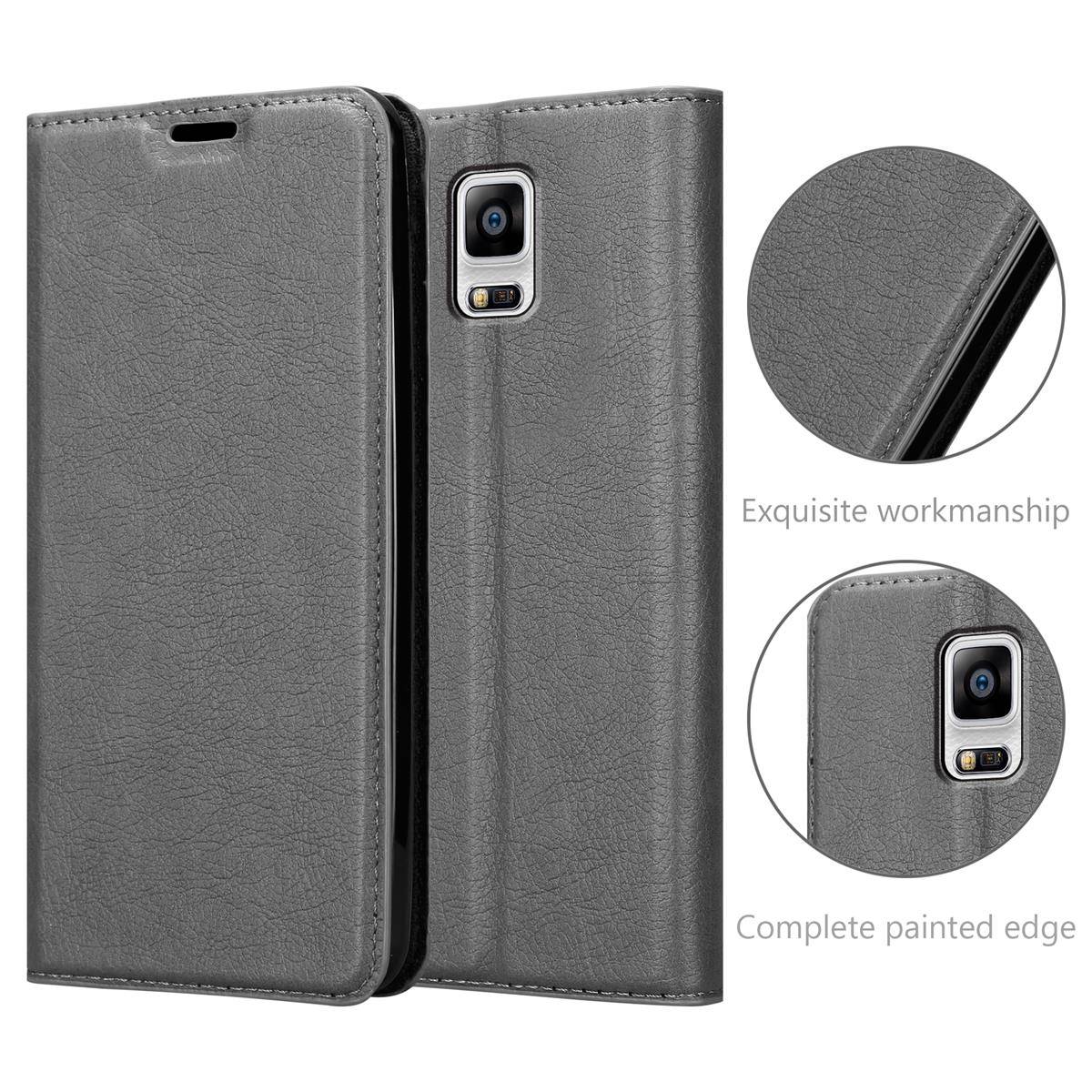 Cadorabo Hülle für Samsung Galaxy NOTE 4 Schutz Hülle in Grau Handyhülle Etui Case Cover Magnetverschluss