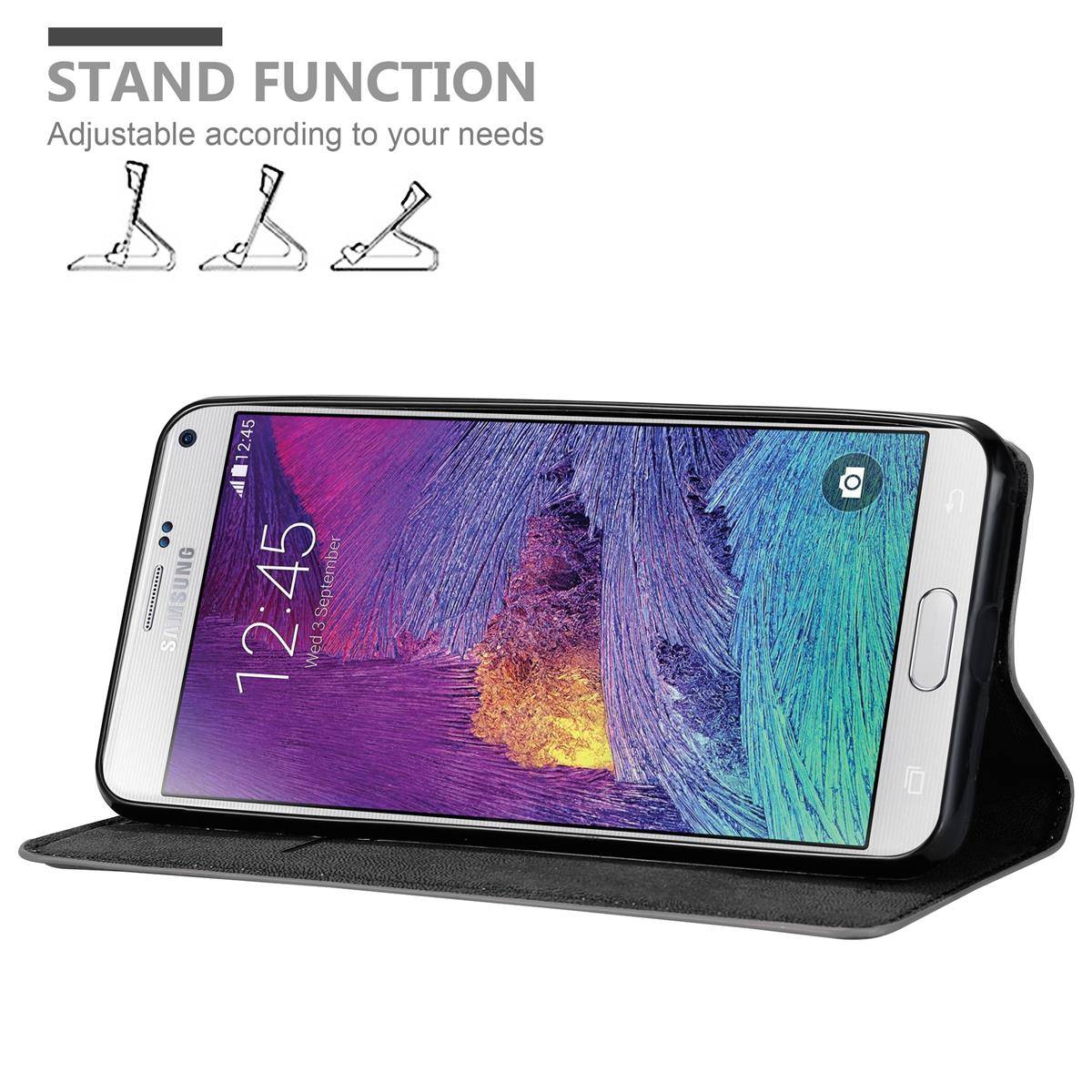 Cadorabo Hülle für Samsung Galaxy NOTE 4 Schutz Hülle in Grau Handyhülle Etui Case Cover Magnetverschluss
