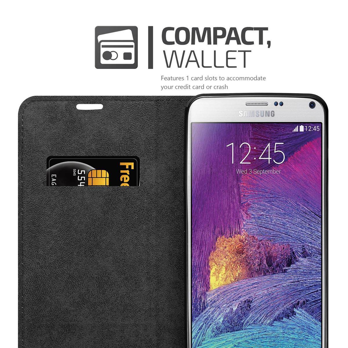 Cadorabo Hülle für Samsung Galaxy NOTE 4 Schutz Hülle in Grau Handyhülle Etui Case Cover Magnetverschluss