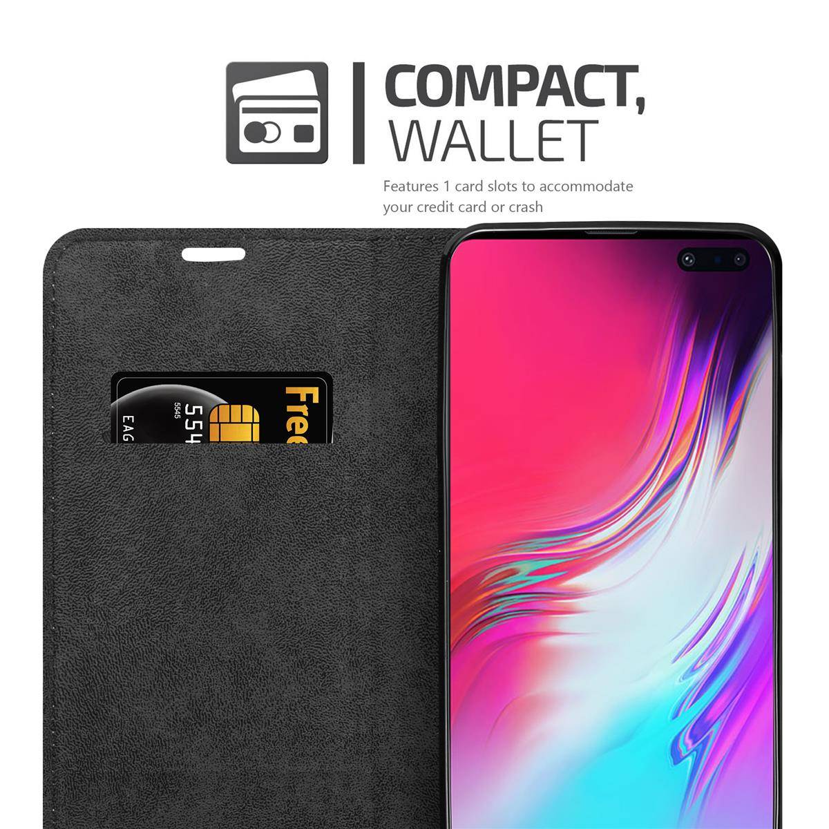 Cadorabo Hülle für Samsung Galaxy S10 5G Schutz Hülle in Schwarz Handyhülle Etui Case Cover Magnetverschluss