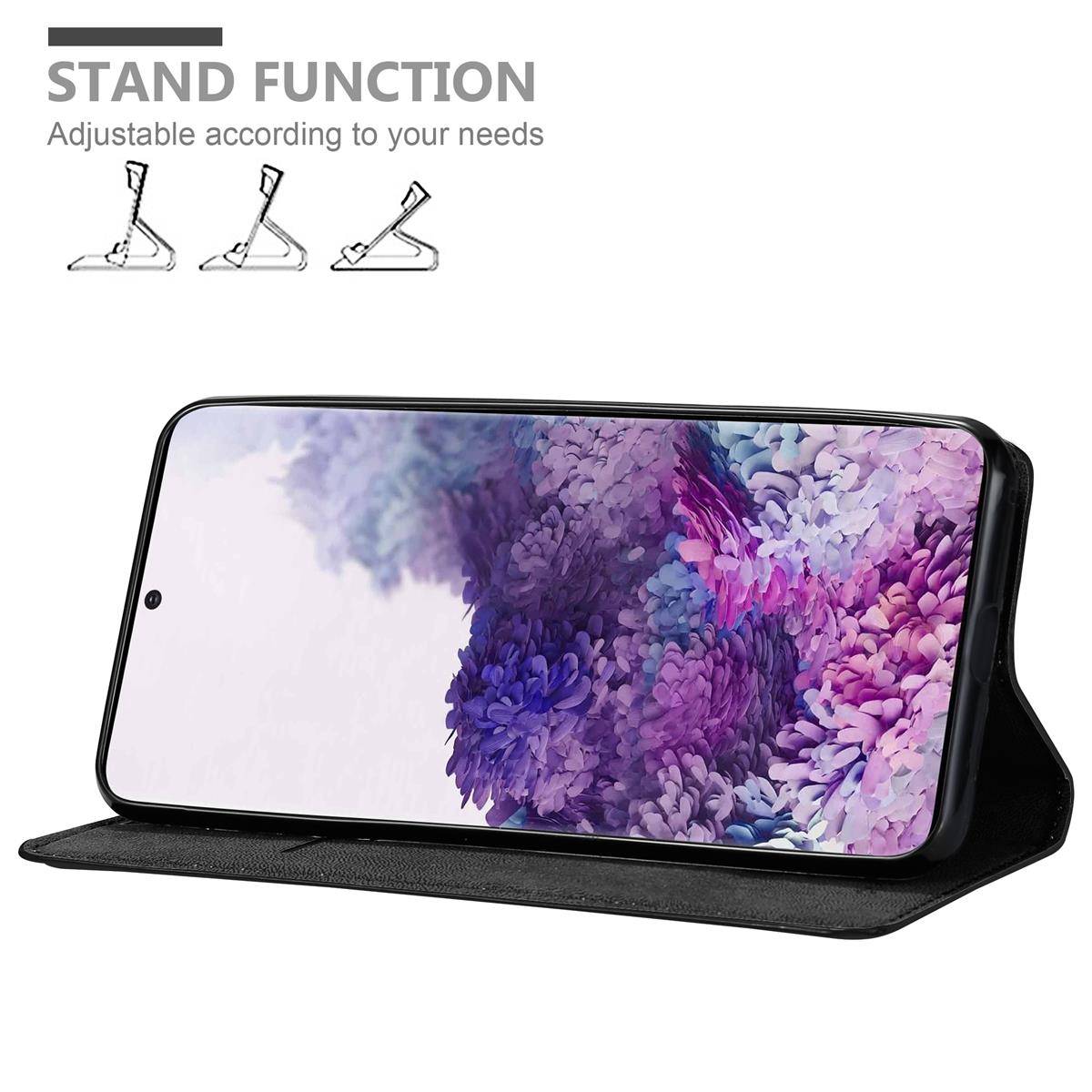 Cadorabo Hülle für Samsung Galaxy S20 PLUS Schutz Hülle in Schwarz Handyhülle Etui Case Cover Magnetverschluss