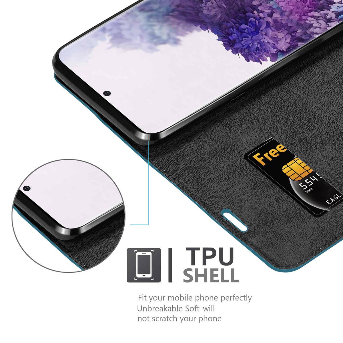 Cadorabo Hülle für Samsung Galaxy S20 PLUS Schutz Hülle in Türkis Handyhülle Etui Case Cover Magnetverschluss