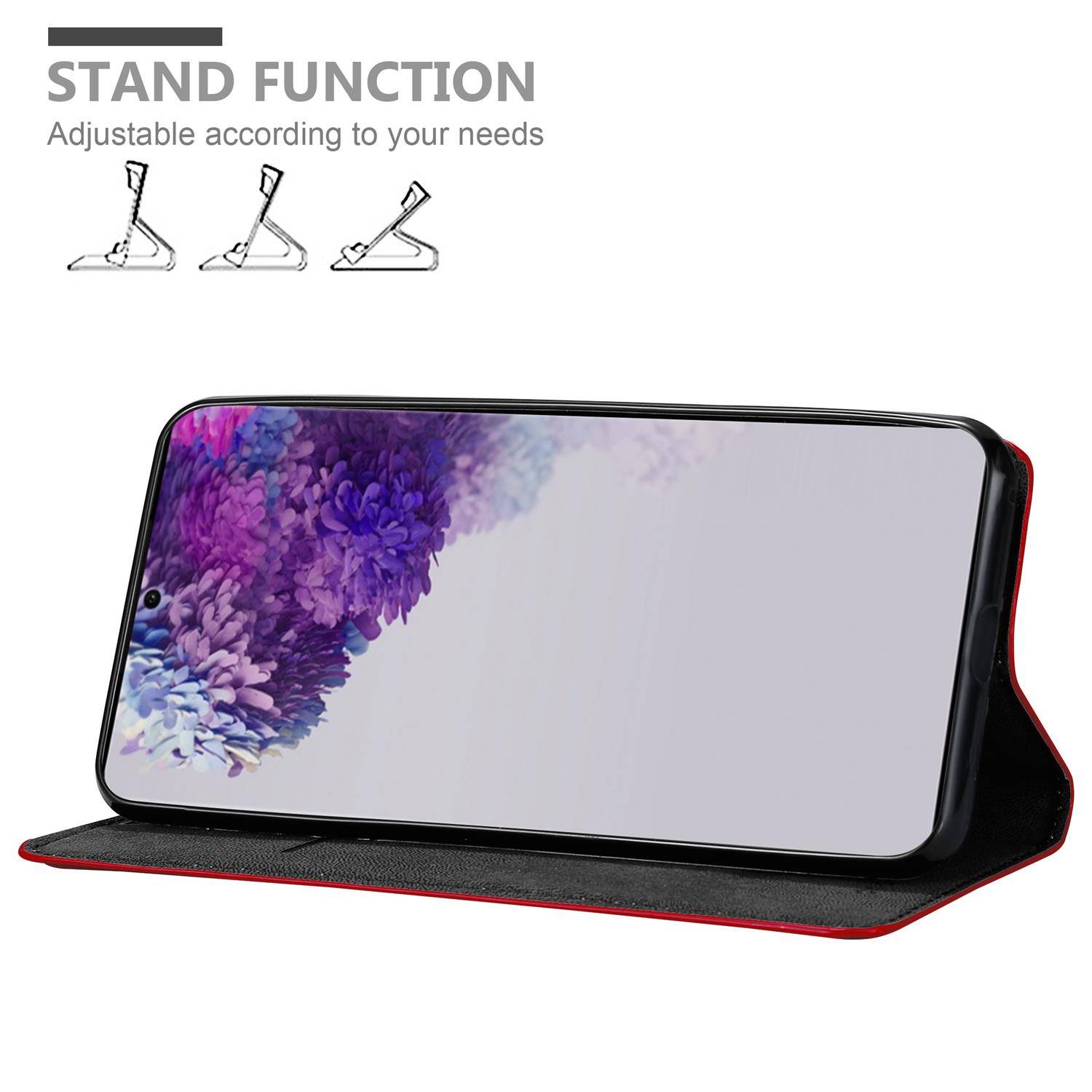 Cadorabo Hülle für Samsung Galaxy S20 ULTRA Schutz Hülle in Rot Handyhülle Etui Case Cover Magnetverschluss