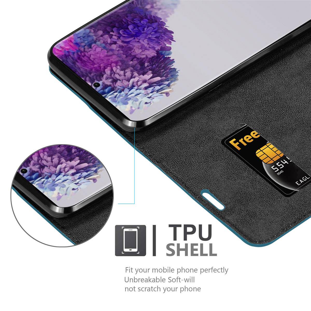 Cadorabo Hülle für Samsung Galaxy S20 ULTRA Schutz Hülle in Türkis Handyhülle Etui Case Cover Magnetverschluss