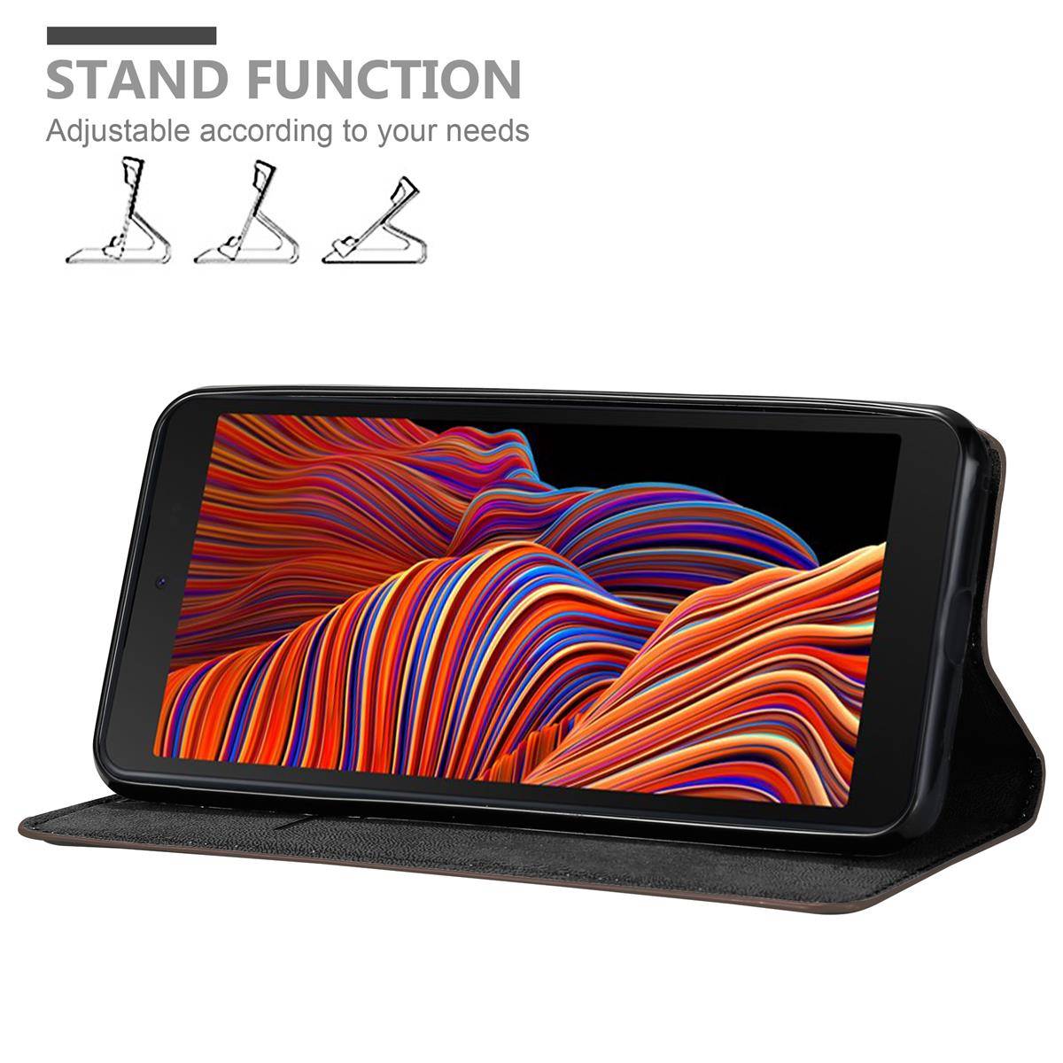 Cadorabo Hülle für Samsung Galaxy XCover 5 Schutz Hülle in Braun Handyhülle Etui Case Cover Magnetverschluss