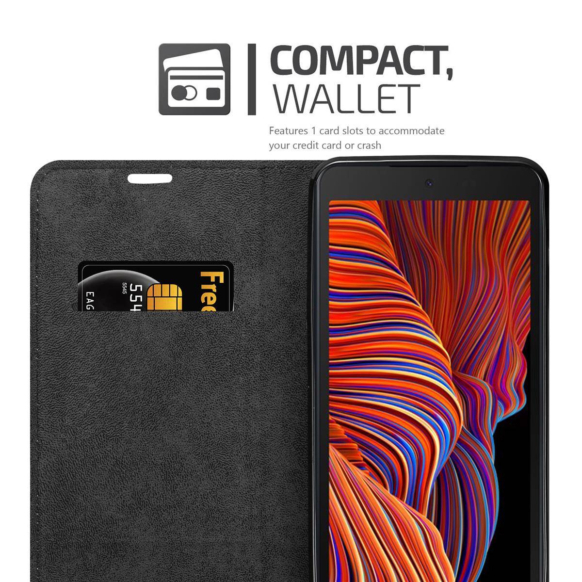 Cadorabo Hülle für Samsung Galaxy XCover 5 Schutz Hülle in Schwarz Handyhülle Etui Case Cover Magnetverschluss