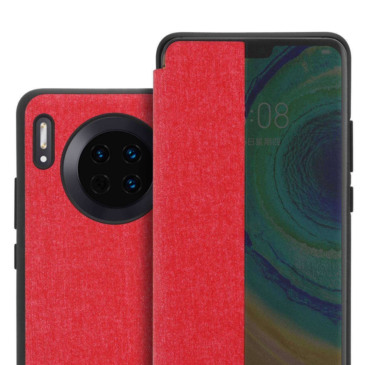 Cadorabo Hülle für Huawei MATE 30 Schutzhülle in Rot Handyhülle Cover Book Case Etui