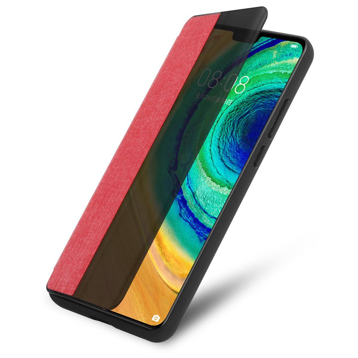 Cadorabo Hülle für Huawei MATE 30 Schutzhülle in Rot Handyhülle Cover Book Case Etui