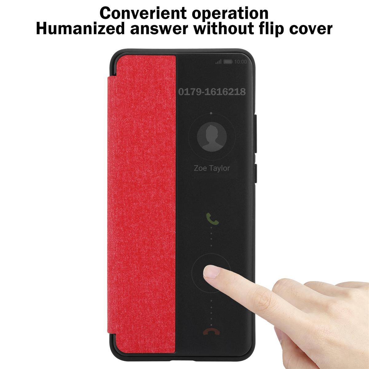 Cadorabo Hülle für Huawei MATE 30 Schutzhülle in Rot Handyhülle Cover Book Case Etui