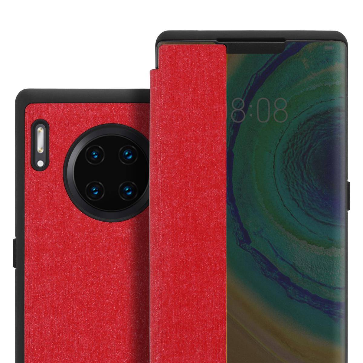Cadorabo Hülle für Huawei MATE 30 PRO Schutzhülle in Rot Handyhülle Cover Book Case Etui