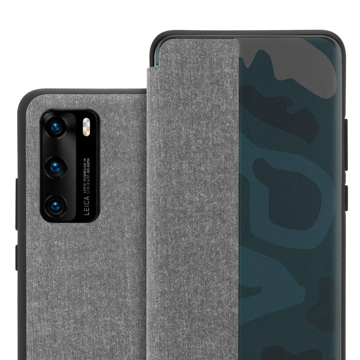 Cadorabo Hülle für Huawei P40 Schutzhülle in Grau Handyhülle Cover Book Case Etui