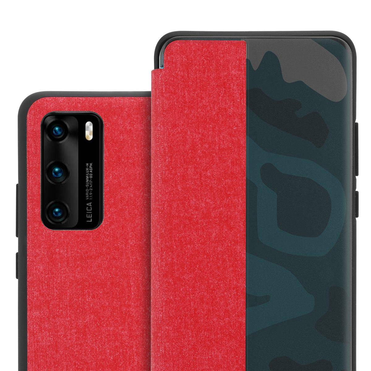 Cadorabo Hülle für Huawei P40 Schutzhülle in Rot Handyhülle Cover Book Case Etui