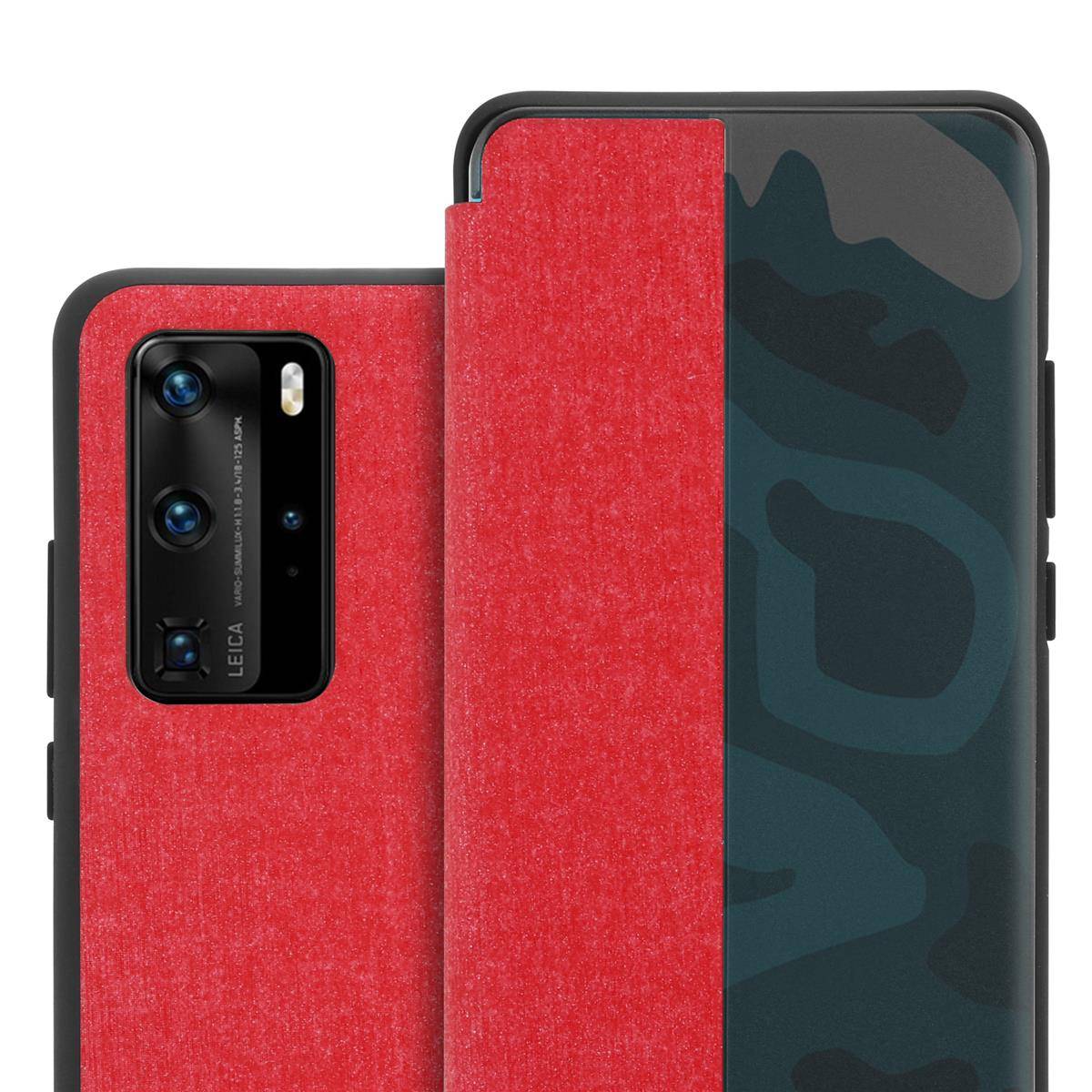 Cadorabo Hülle für Huawei P40 PRO / P40 PRO+ Schutzhülle in Rot Handyhülle Cover Book Case Etui