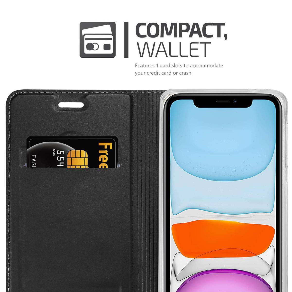 Cadorabo Handyhülle für Apple iPhone 11 Schutz Hülle in Schwarz Cover Etui Book Case Booklet