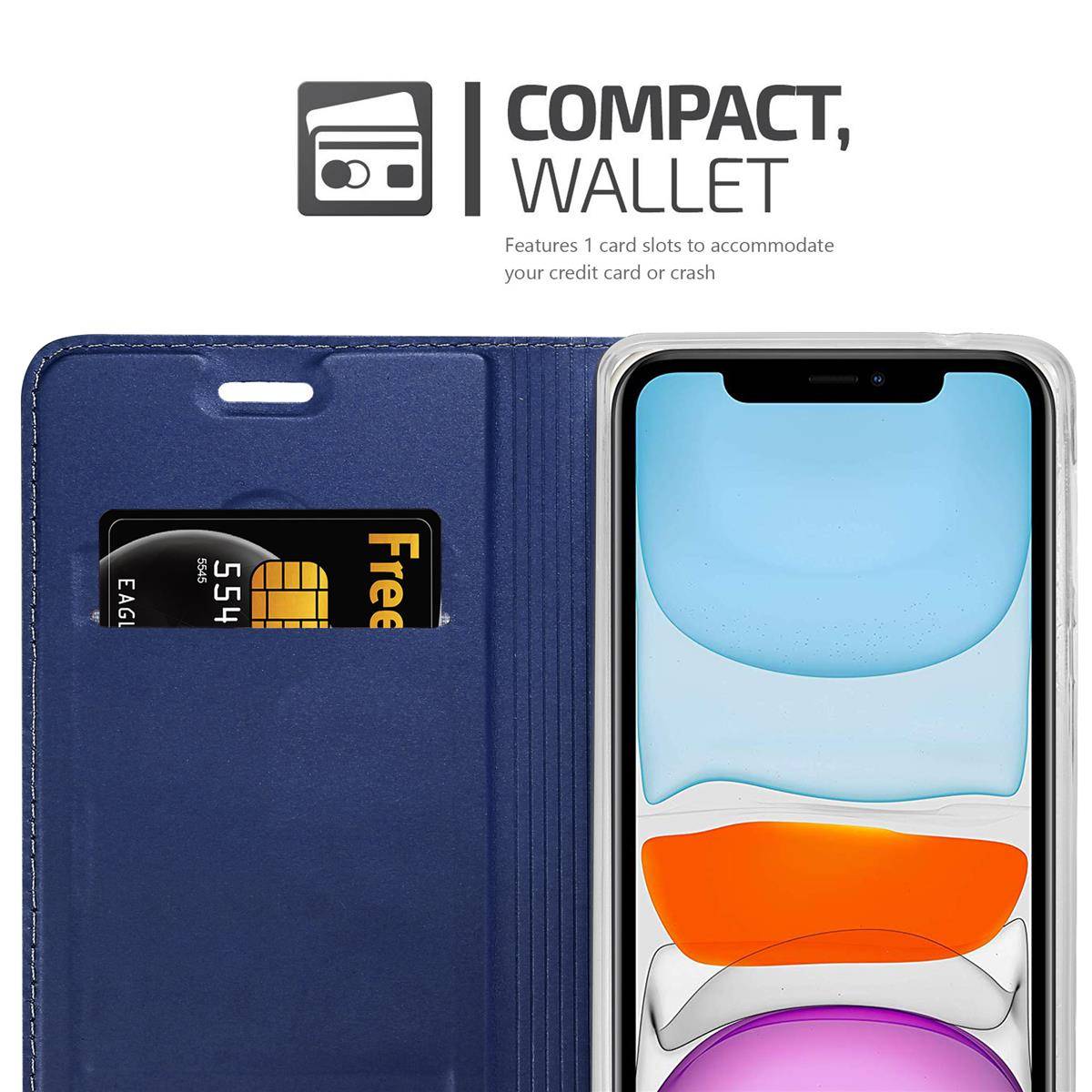 Cadorabo Handyhülle für Apple iPhone 11 Schutz Hülle in Blau Cover Etui Book Case Booklet