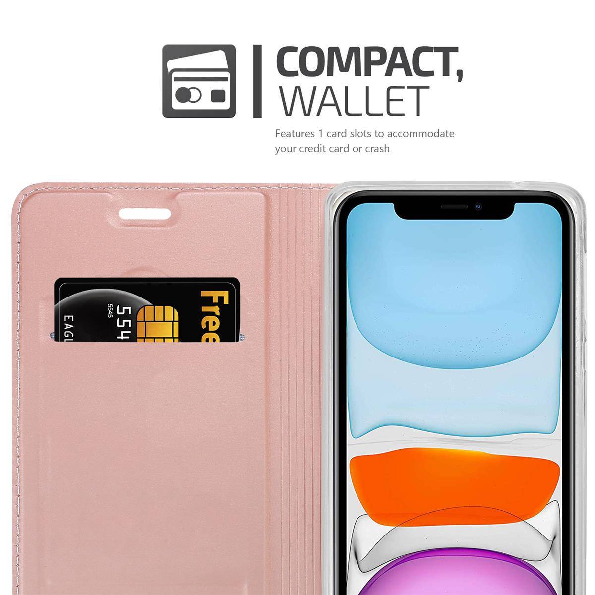 Cadorabo Handyhülle für Apple iPhone 11 Schutz Hülle in Rosa Cover Etui Book Case Booklet