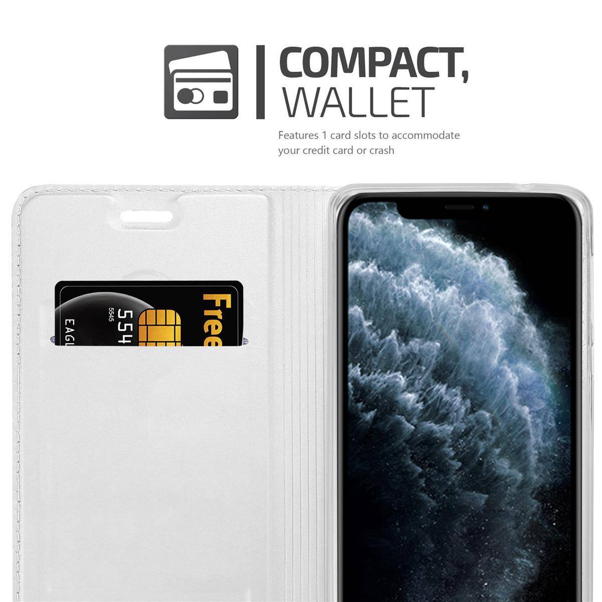 Cadorabo Handyhülle für Apple iPhone 11 PRO MAX Schutz Hülle in Silber Cover Etui Book Case Booklet